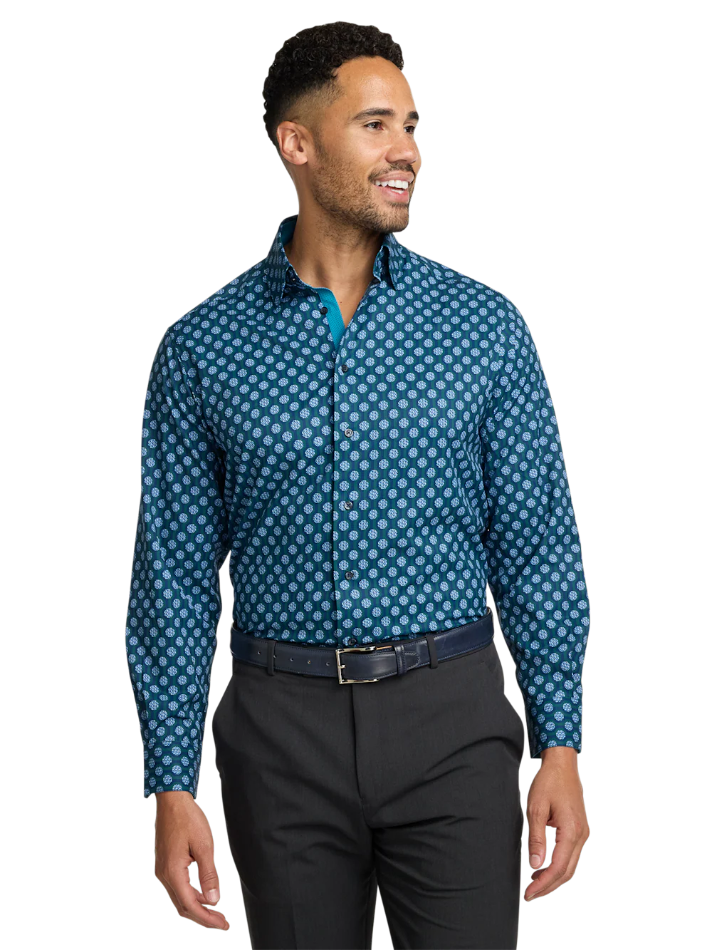 Performance Stretch Medallion Casual Shirt - Blue Multi - Image 2