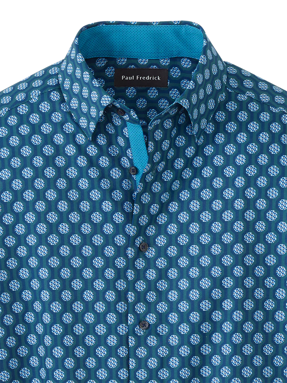 Performance Stretch Medallion Casual Shirt - Blue Multi - Image 6