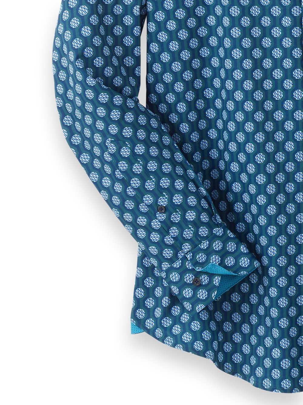 Performance Stretch Medallion Casual Shirt - Blue Multi - Image 7