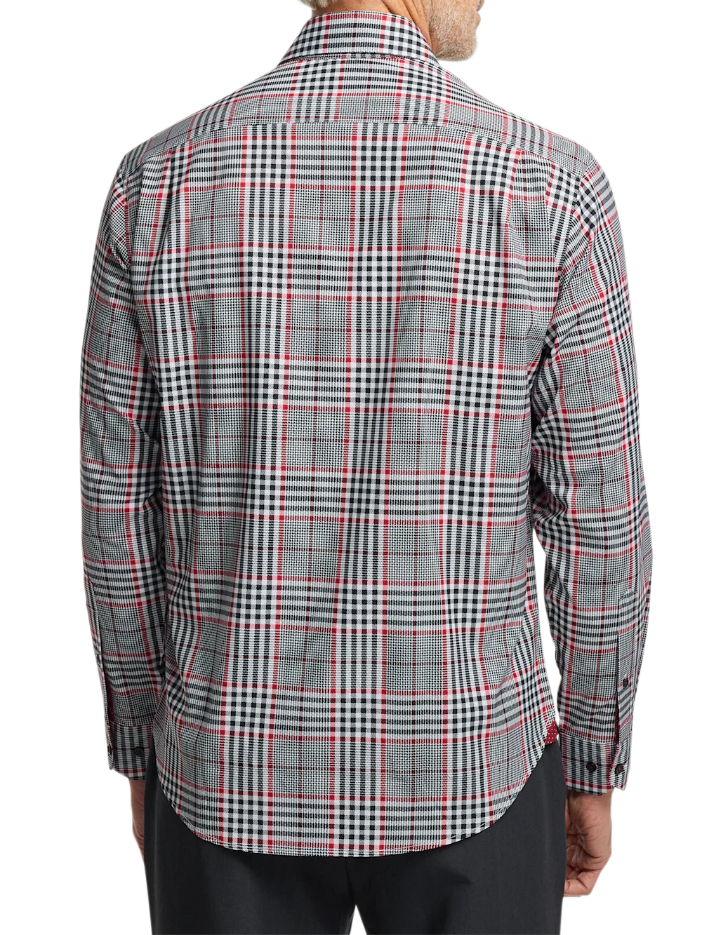 Performance Stretch Plaid Casual Shirt - Black/red - Image 5