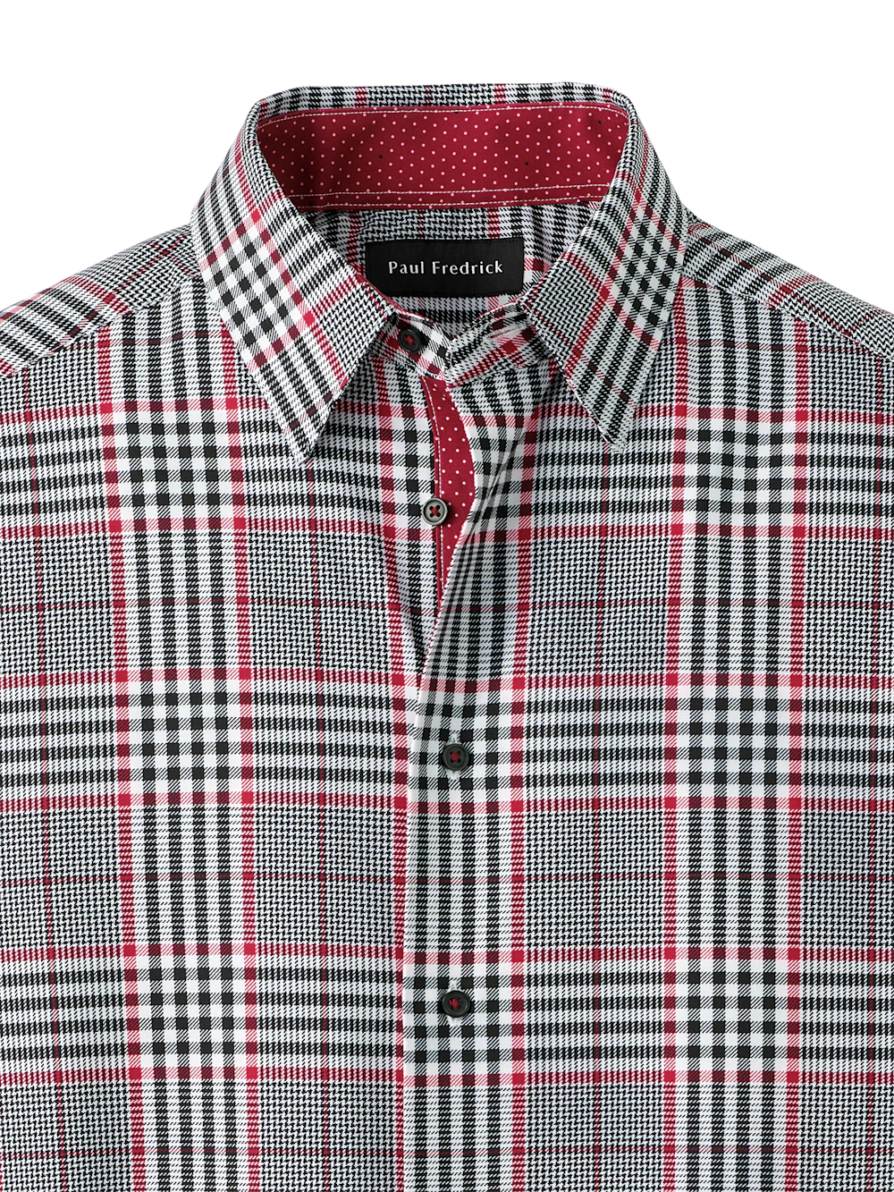 Performance Stretch Plaid Casual Shirt - Black/red - Image 6