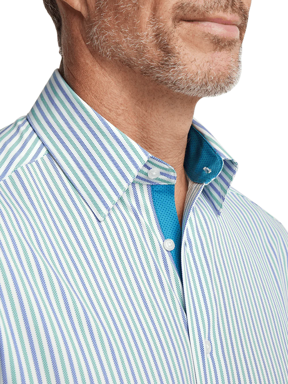 Performance Stretch Stripe Casual Shirt - Blue/green - Image 3