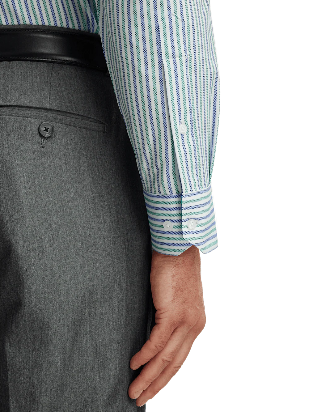 Performance Stretch Stripe Casual Shirt - Blue/green - Image 4