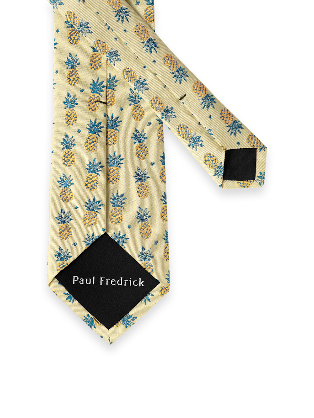 Pineapple Printed Silk Tie - Yellow Multi - Image 2