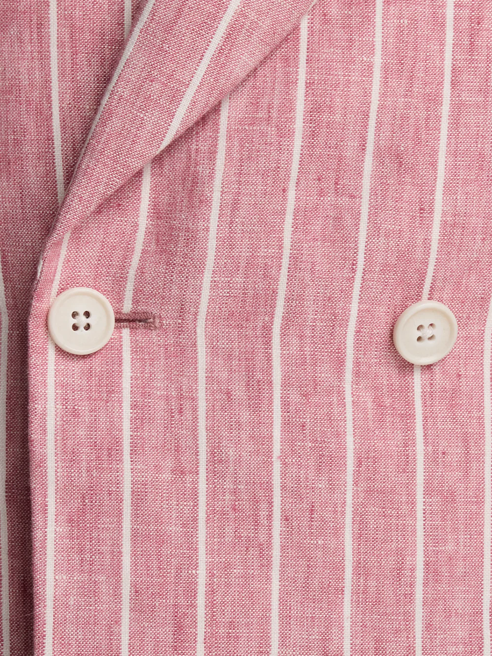 Pinstripe Linen Double Breasted Peak Lapel Suit Jacket - Pink/white - Image 5