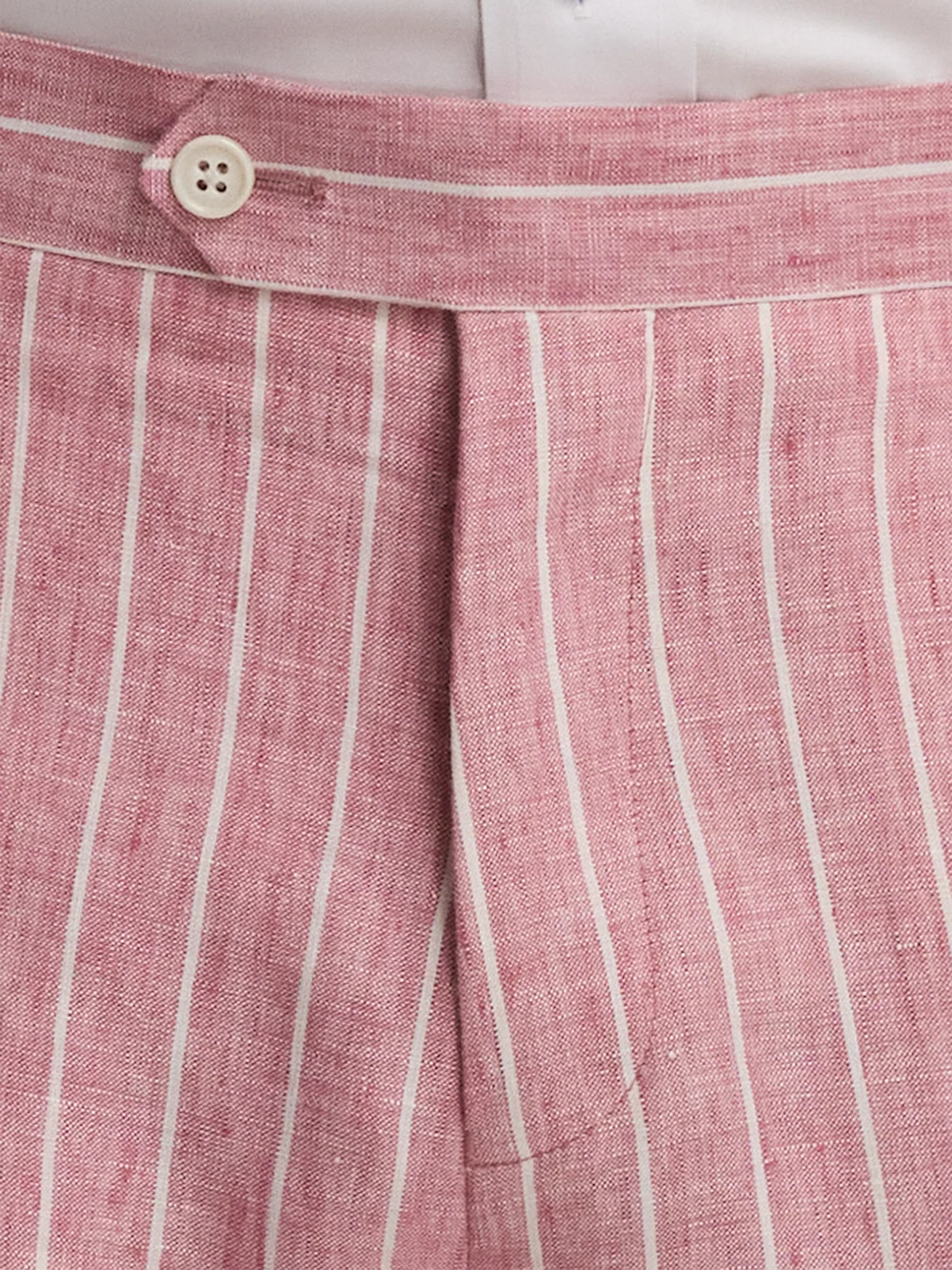 Pinstripe Linen Flat Front Suit Pants - Pink/white - Image 5
