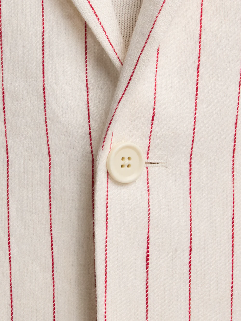 Pinstripe Linen Single Breasted Notch Lapel Suit Jacket - White/red - Image 5