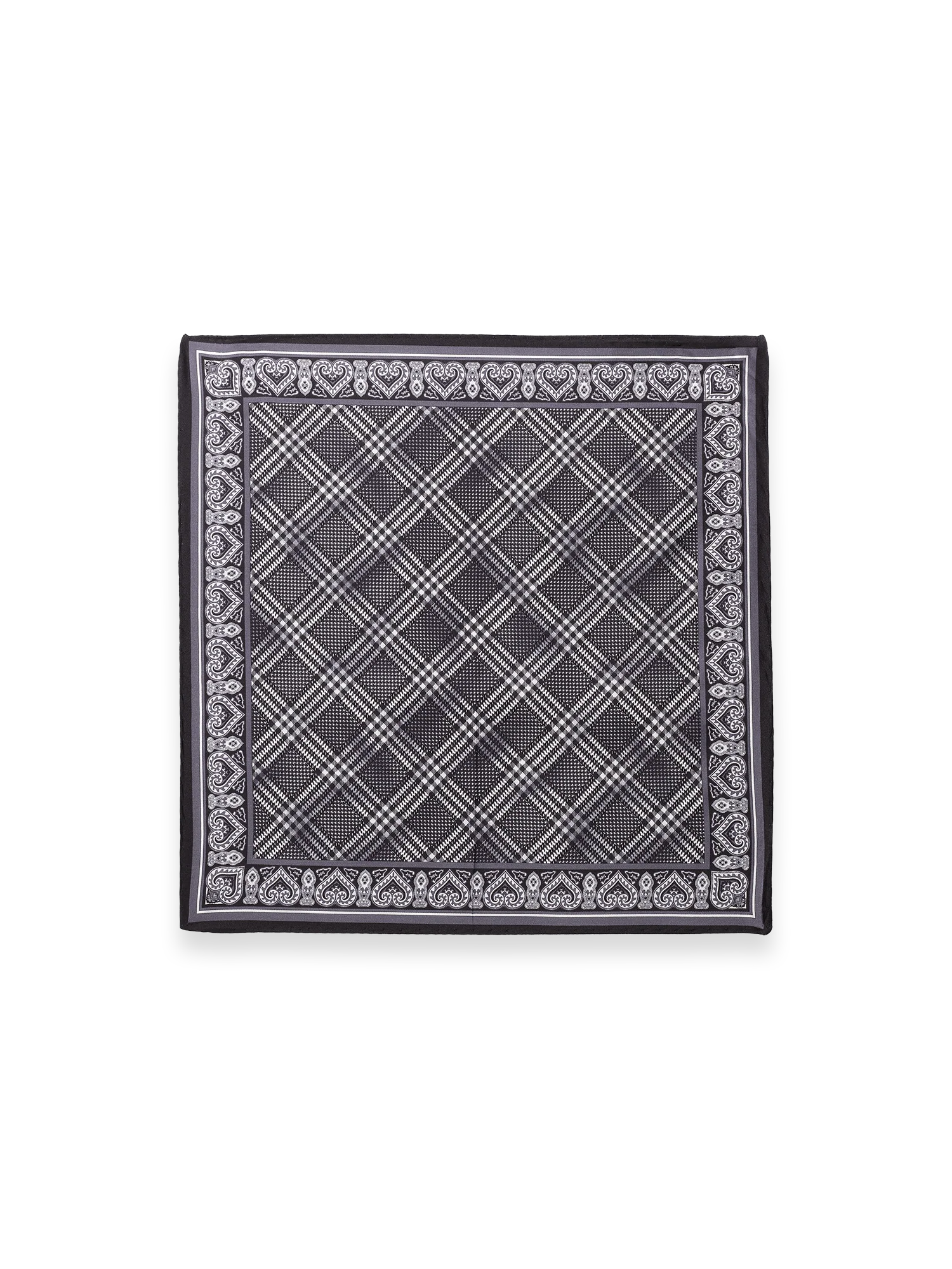 Plaid Silk Pocket Square - Black - Image 2