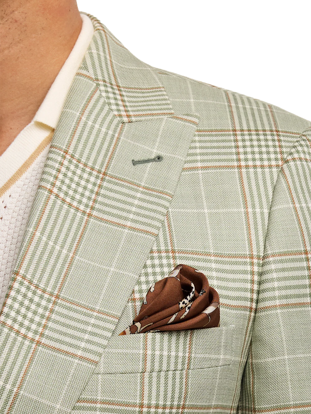 Plaid Single Breasted Peak Lapel Sport Coat - Green - Image 7