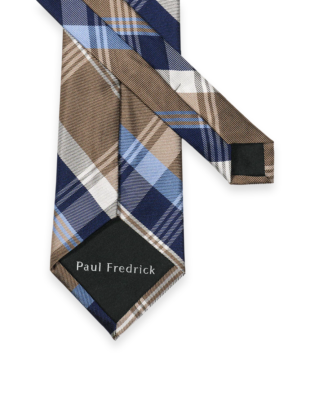 Plaid Woven Silk Tie - Gold/blue - Image 2