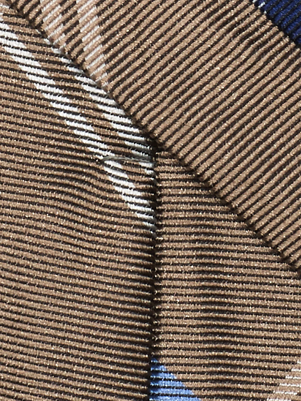 Plaid Woven Silk Tie - Gold/blue - Image 3