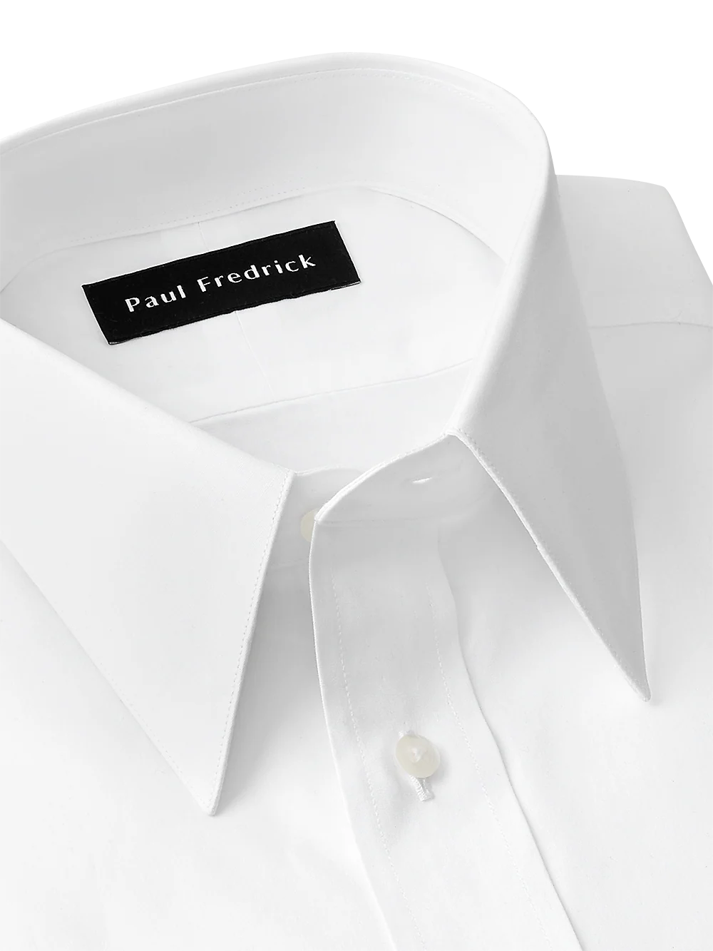 Pure Cotton Broadcloth Edge-stitched Straight Collar French Cuff Dress Shirt - White - Image 4