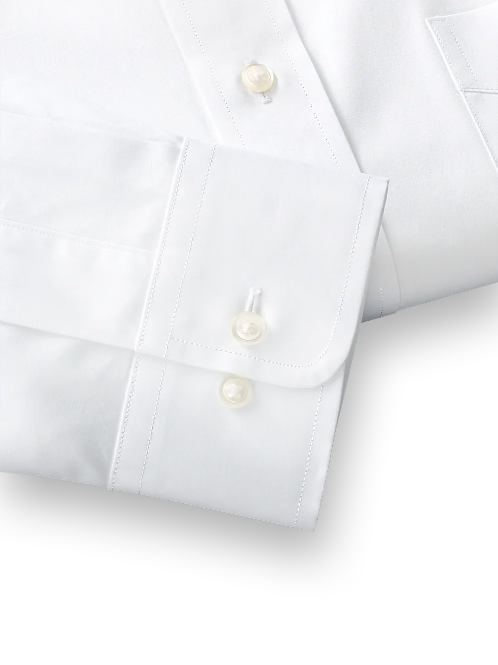 Pure Cotton Broadcloth Solid Color Button Down Collar Dress Shirt - White - Image 4