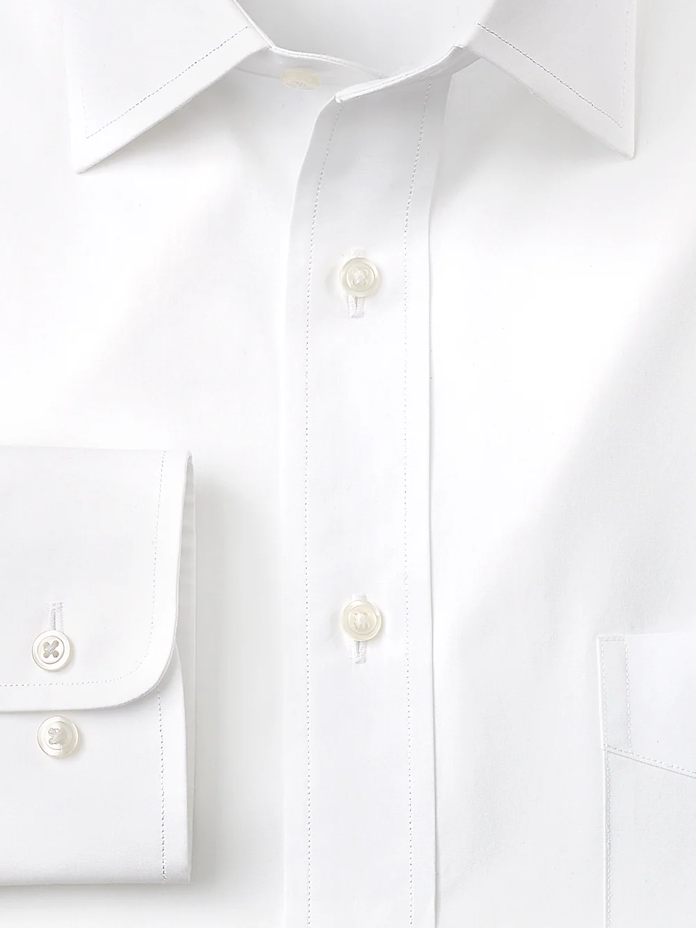 Pure Cotton Broadcloth Solid Color Spread Collar Dress Shirt - Blue - Image 2