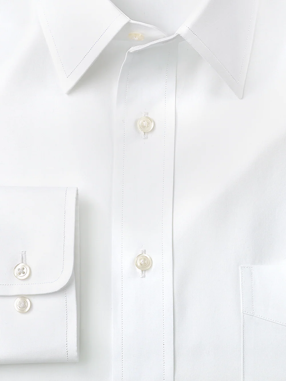 Pure Cotton Broadcloth Solid Color Straight Collar Dress Shirt - French Blue - Image 2