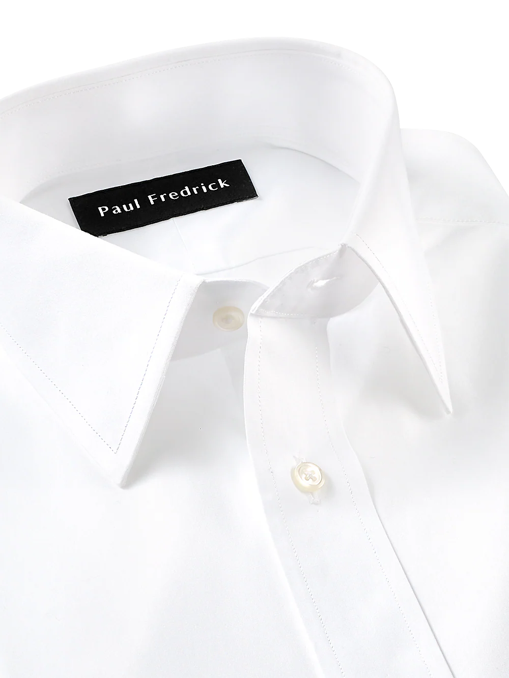 Pure Cotton Broadcloth Solid Color Straight Collar Dress Shirt - White - Image 3