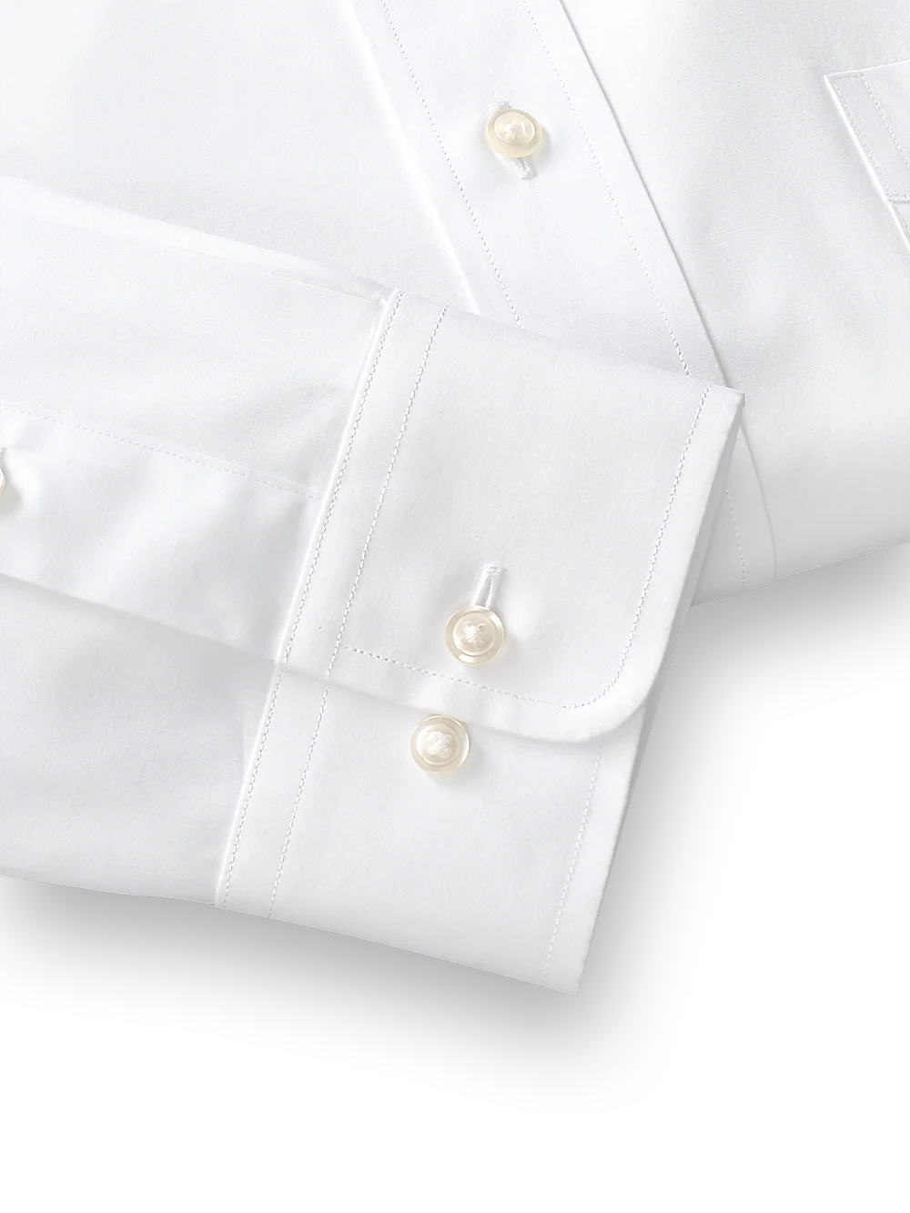Pure Cotton Broadcloth Solid Color Straight Collar Dress Shirt - White - Image 4