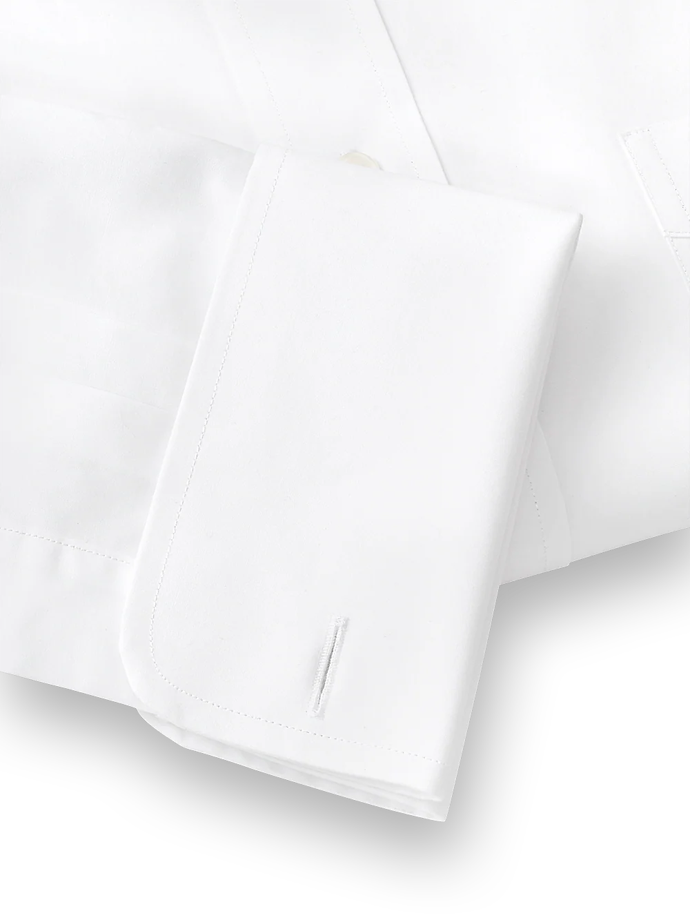 Pure Cotton Broadcloth Solid Color Straight Collar French Cuff Dress Shirt - Blue - Image 5