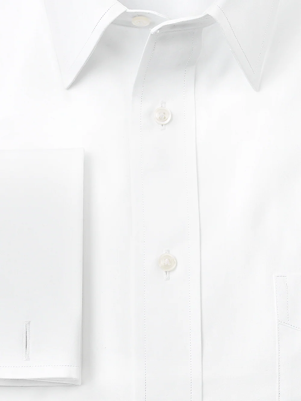 Pure Cotton Broadcloth Solid Color Straight Collar French Cuff Dress Shirt - French Blue - Image 3