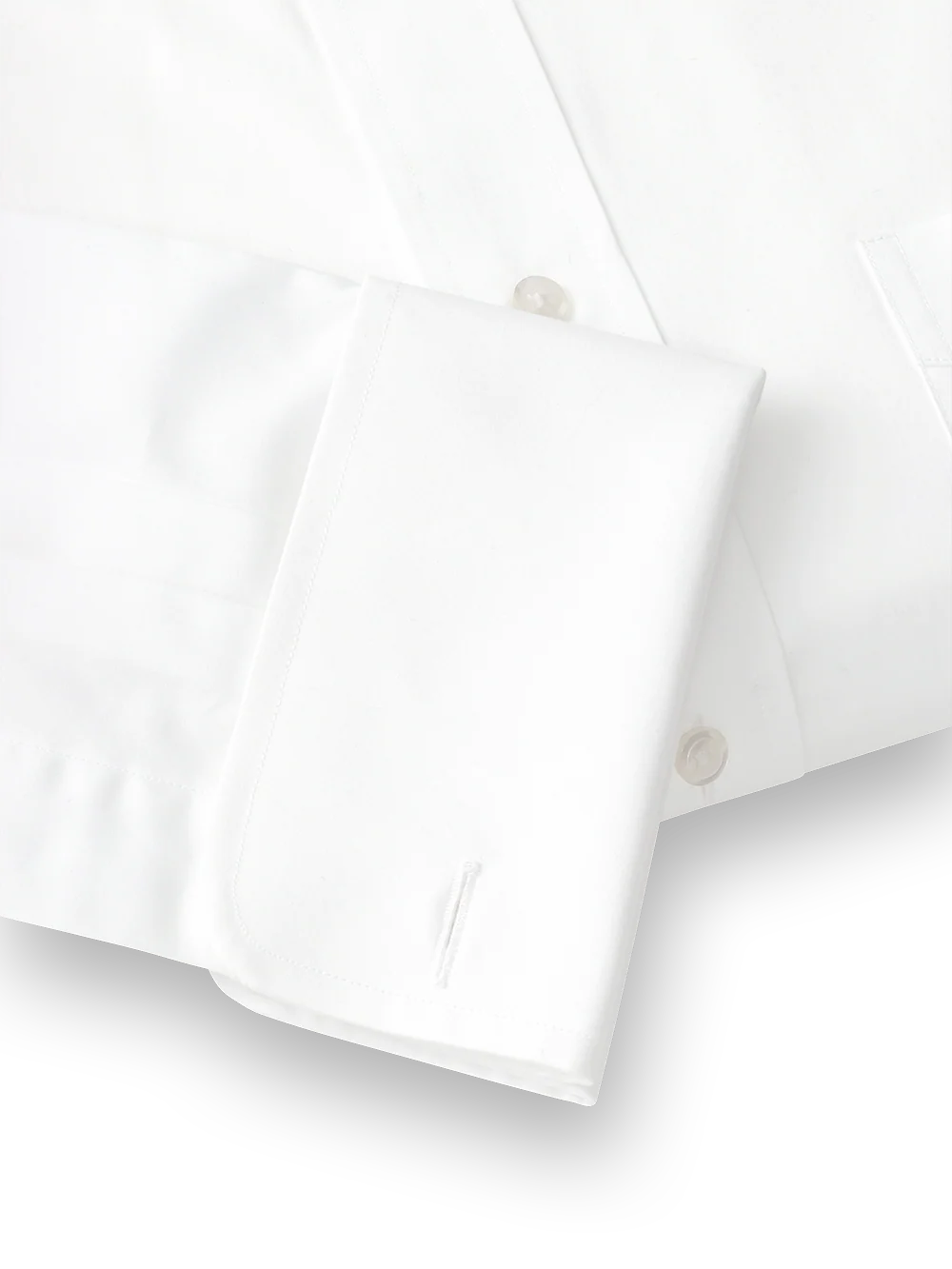 Pure Cotton Broadcloth Spread Collar French Cuff Dress Shirt - White - Image 5