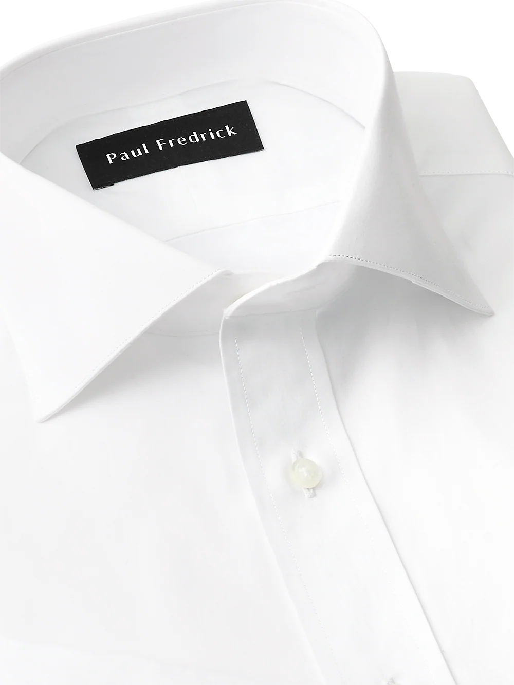 Pure Cotton Broadcloth Spread Collar French Cuff Dress Shirt - White - Image 4