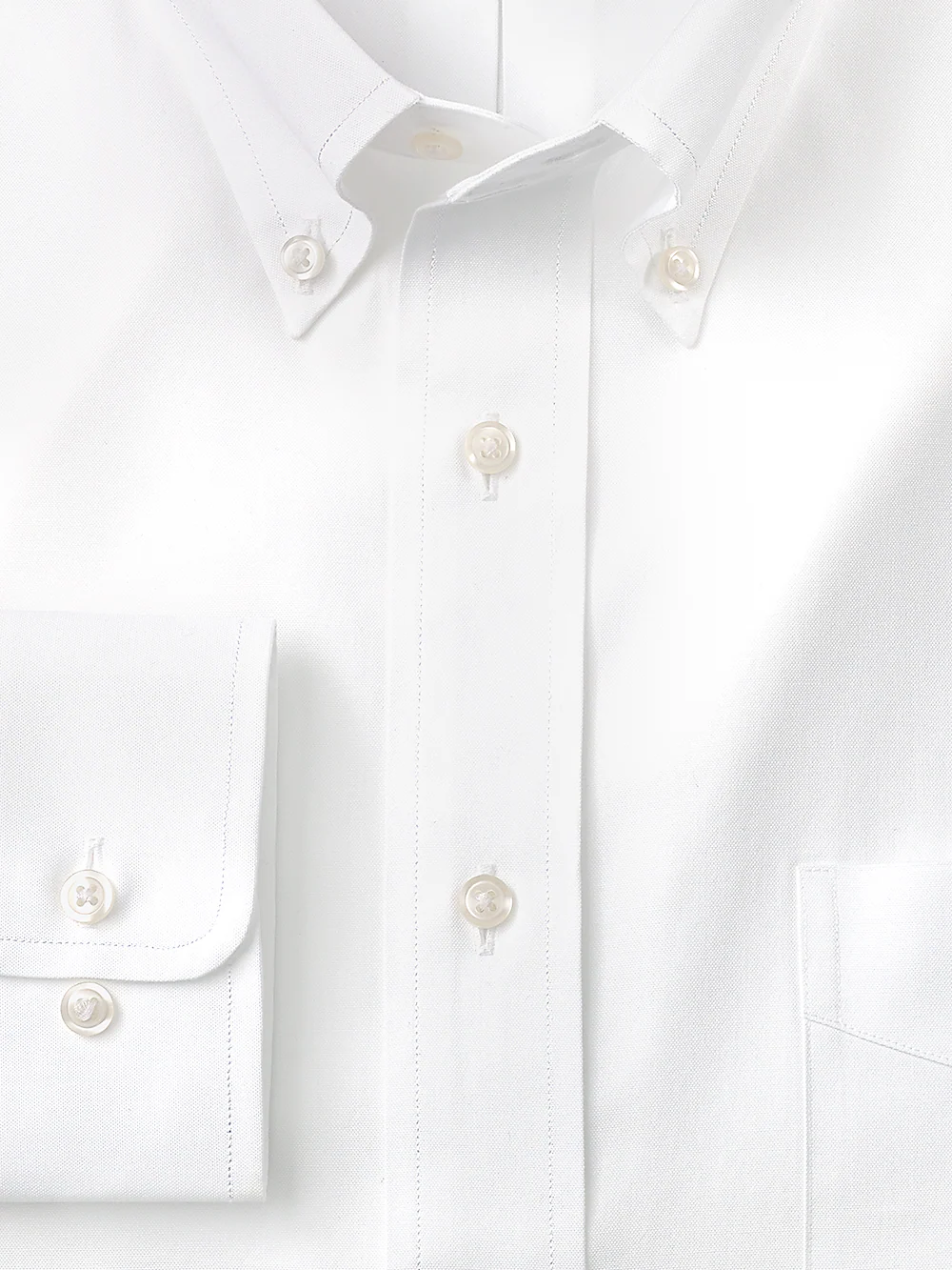 Pure Cotton Pinpoint Solid Color Button Down Collar Dress Shirt - French Blue - Image 2