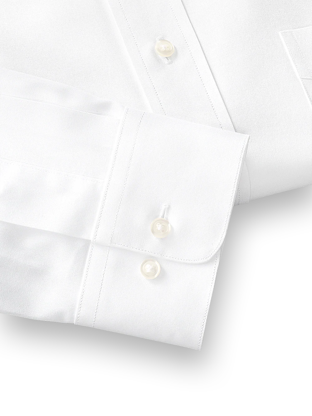 Pure Cotton Pinpoint Solid Color Edge-stitched Straight Collar Dress Shirt - White - Image 4