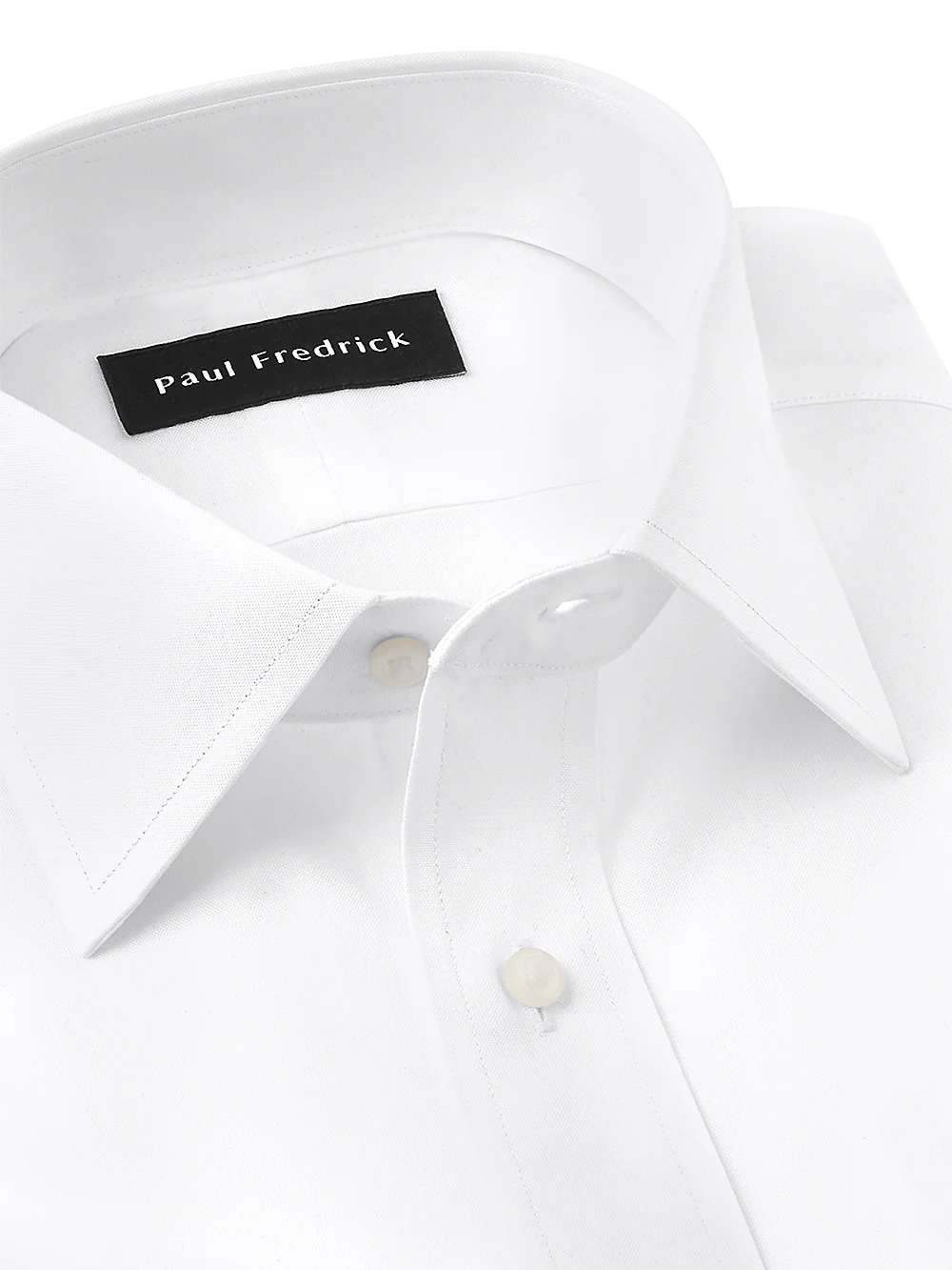 Pure Cotton Pinpoint Solid Color Spread Collar French Cuff Dress Shirt - White - Image 4