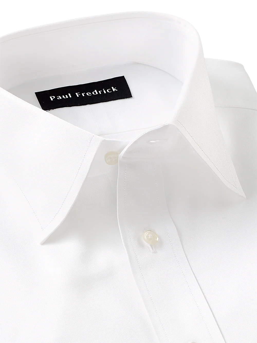Pure Cotton Pinpoint Solid Color Varsity Spread Collar Dress Shirt - White - Image 3