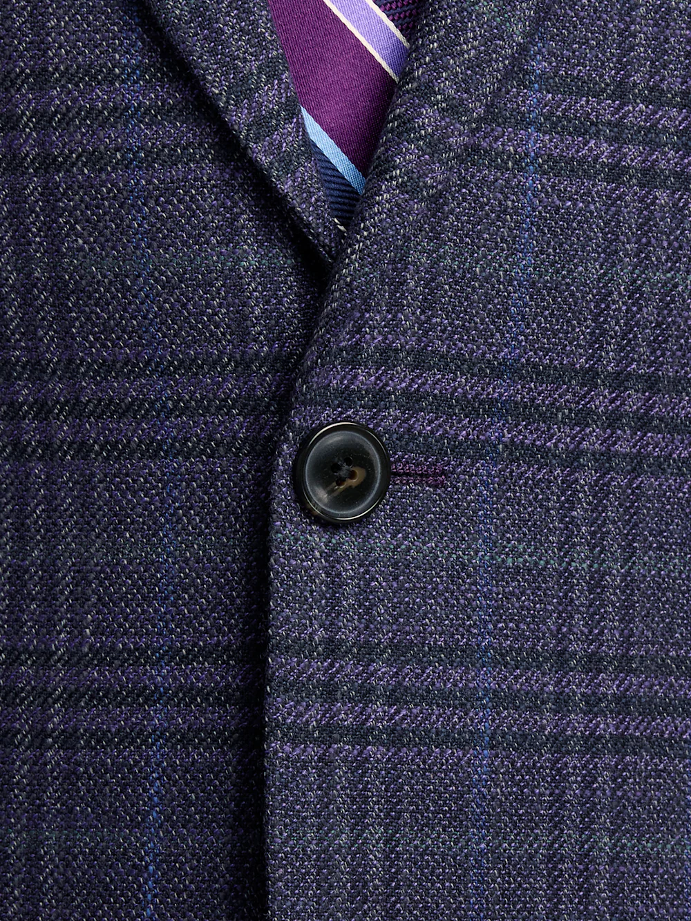 Purple Cotton Blend Single Breasted Notch Lapel Sport Coat - Purple - Image 6