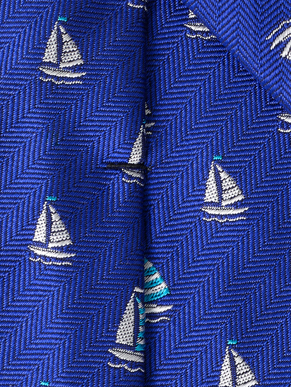Sailboat Woven Silk Tie - Blue - Image 3