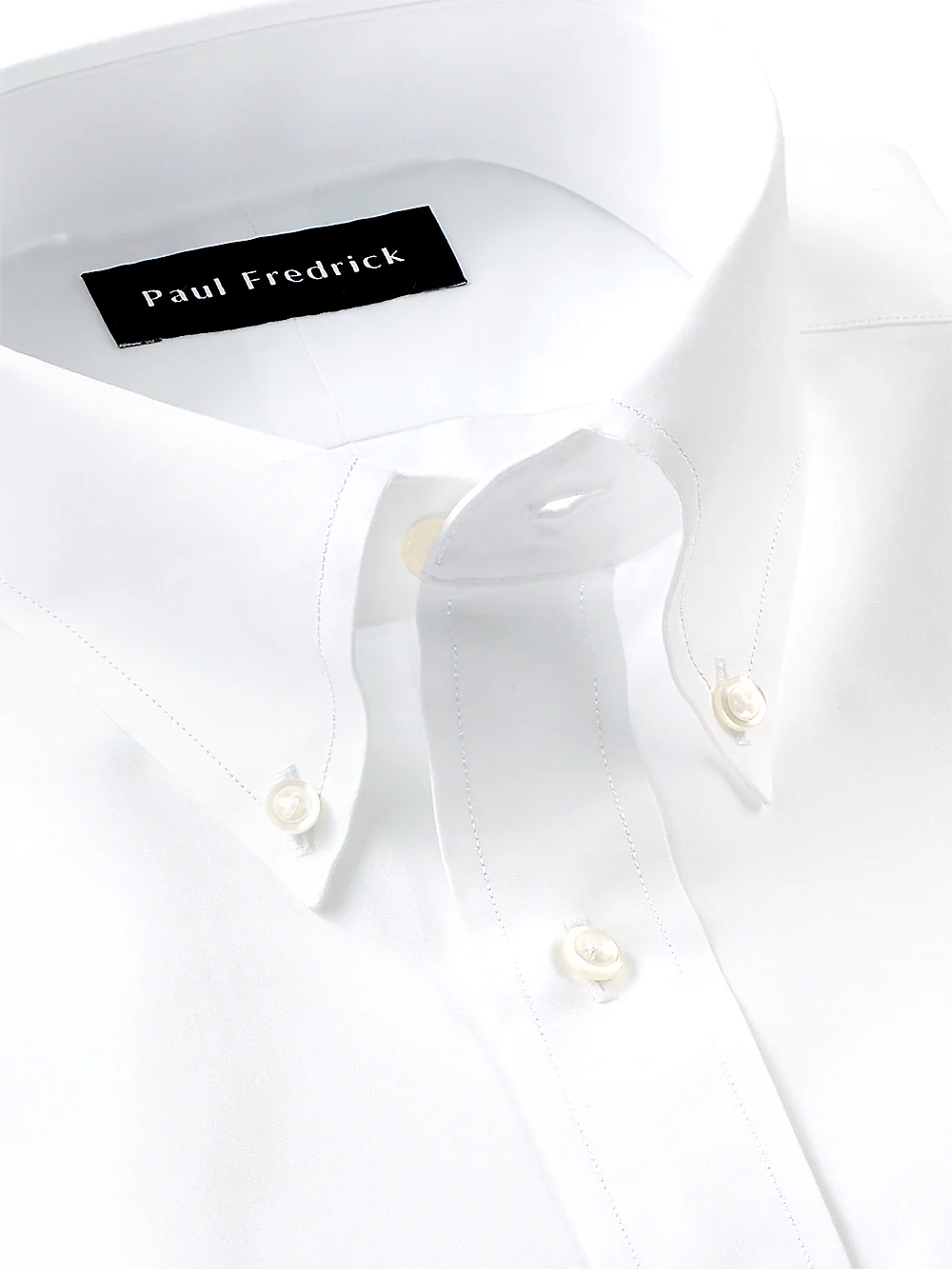 Slim Fit Pure Cotton Broadcloth Solid Color Button Down Collar Dress Shirt - Blue - Image 3