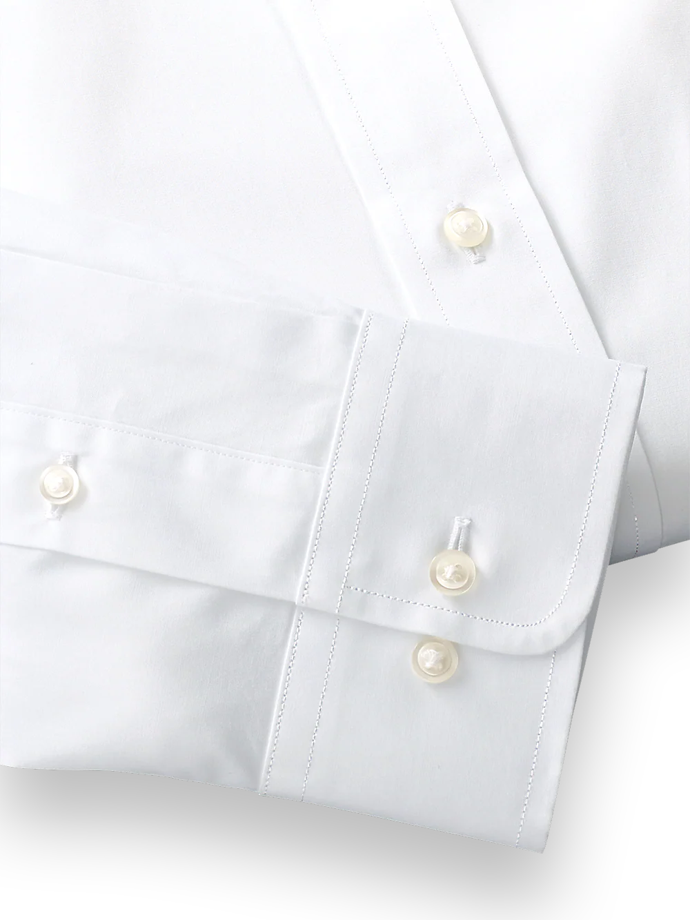 Slim Fit Pure Cotton Broadcloth Solid Color Button Down Collar Dress Shirt - White - Image 4
