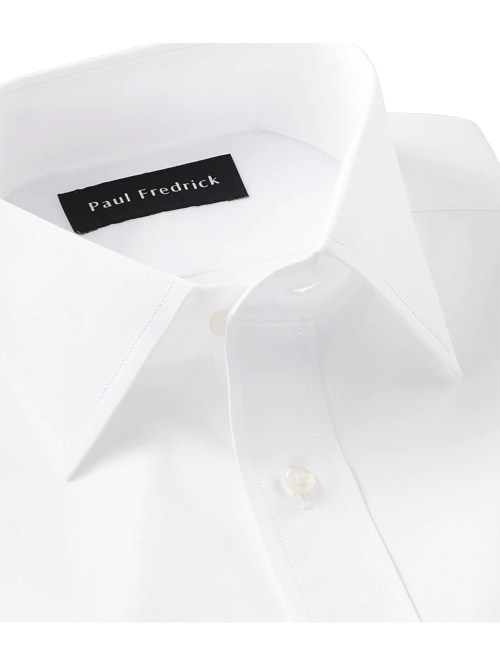Slim Fit Pure Cotton Broadcloth Solid Color Spread Collar Dress Shirt - White - Image 3