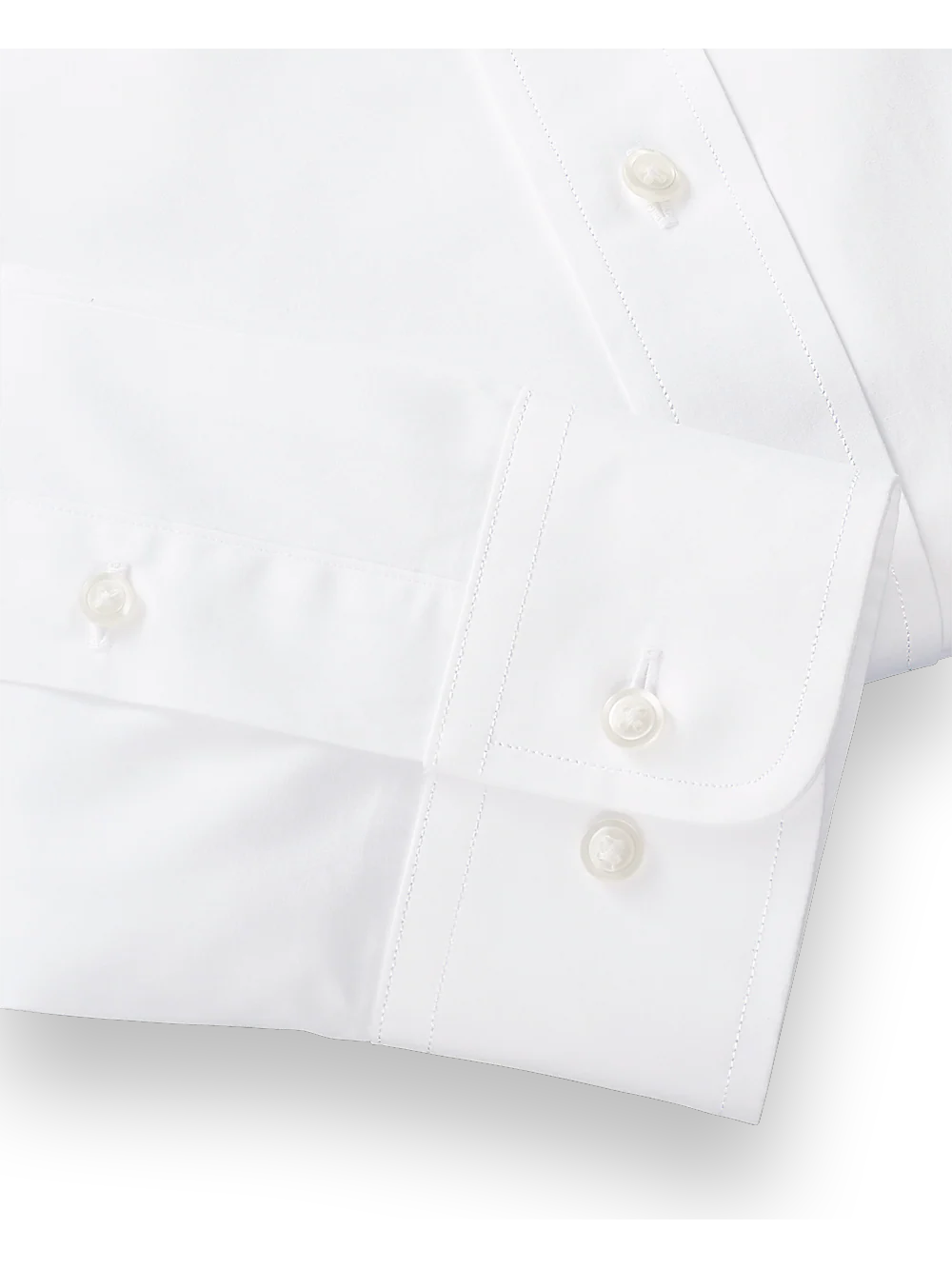 Slim Fit Pure Cotton Broadcloth Solid Color Spread Collar Dress Shirt - White - Image 4