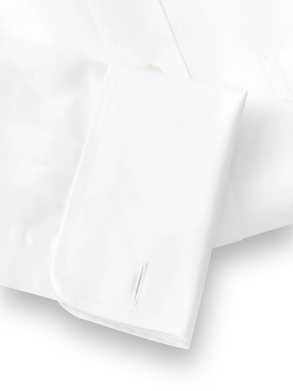 Slim Fit Pure Cotton Broadcloth Straight Collar French Cuff Dress Shirt - White - Image 5