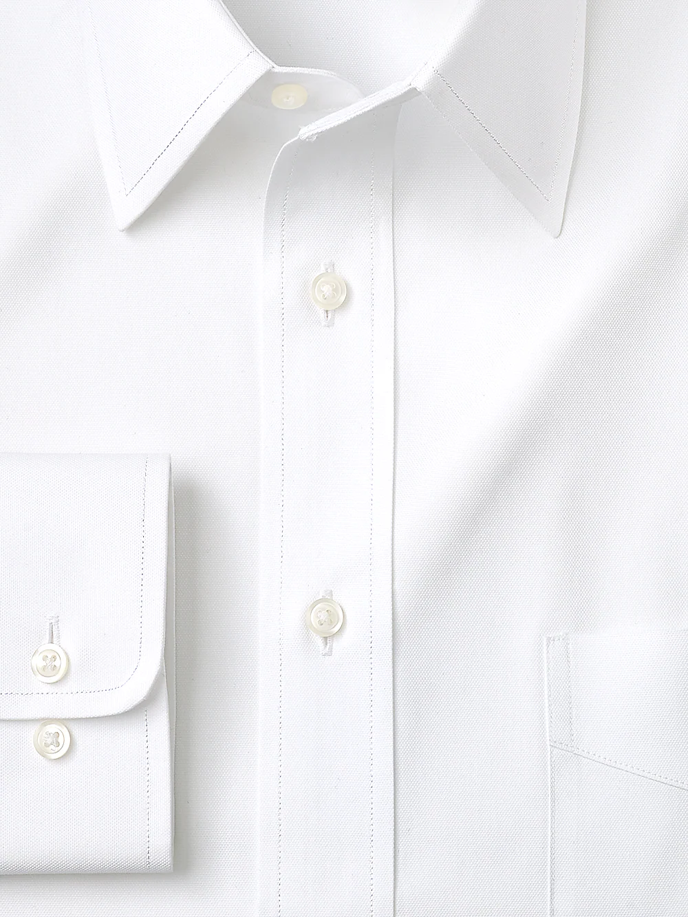 Slim Fit Superfine Egyptian Cotton Solid Color Straight Collar Dress Shirt - White - Image 2