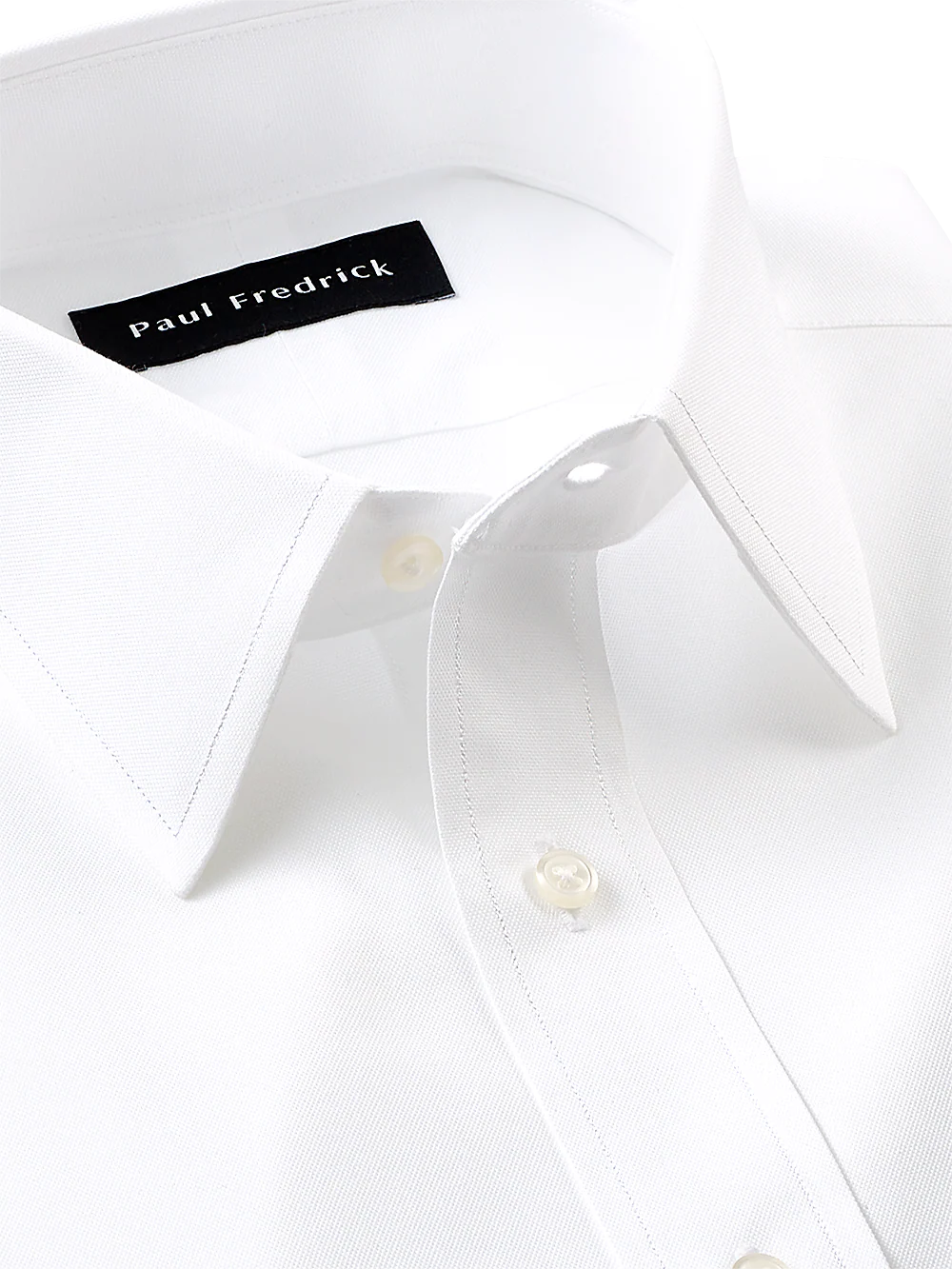 Slim Fit Superfine Egyptian Cotton Solid Color Straight Collar Dress Shirt - White - Image 3