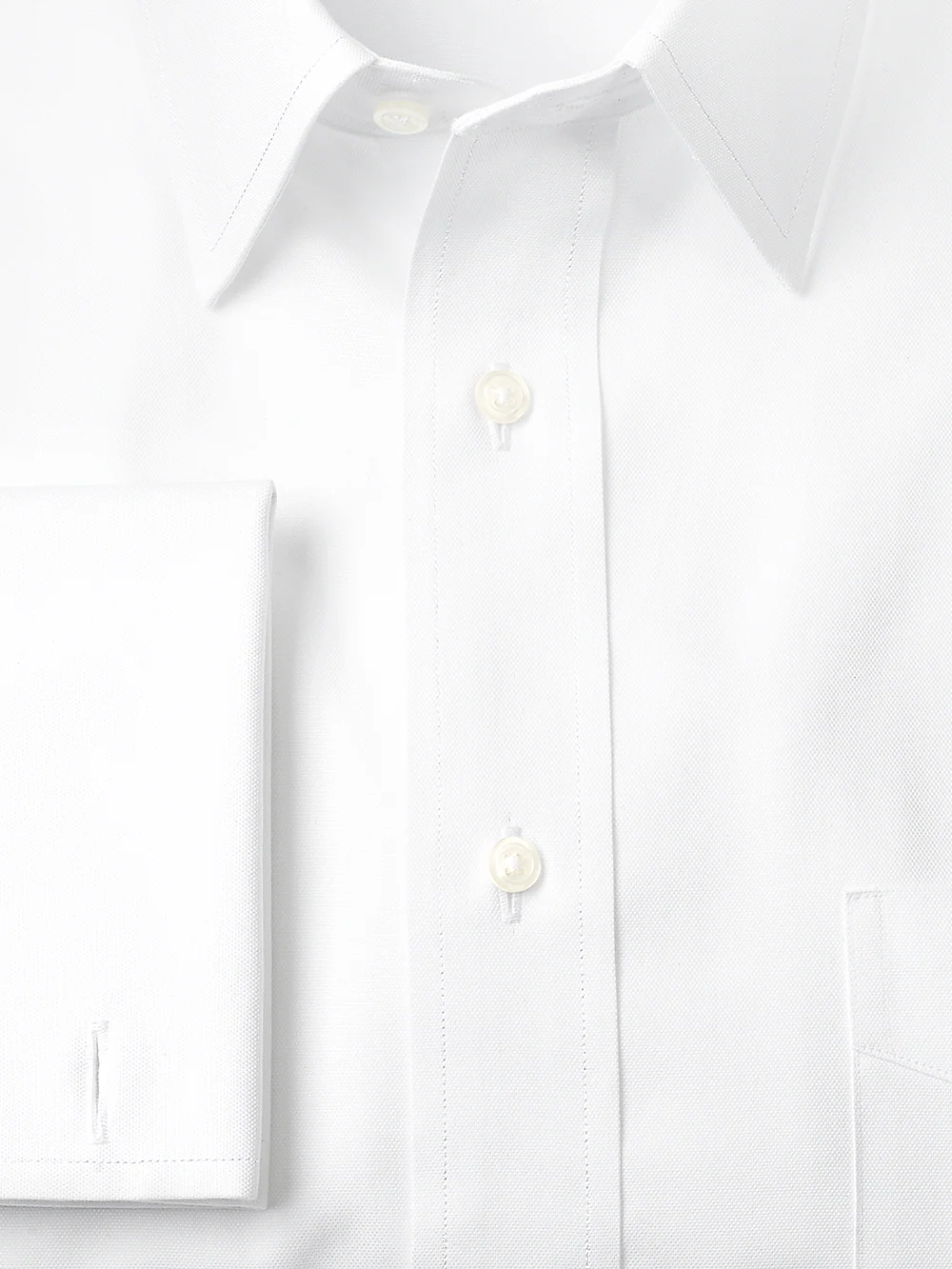 Slim Fit Superfine Egyptian Cotton Solid Straight Collar French Cuff Dress Shirt� - White - Image 3