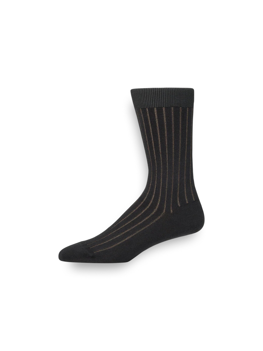 Solid Rib With Contrast Cotton Blend Sock - Grey/tan - Image 2