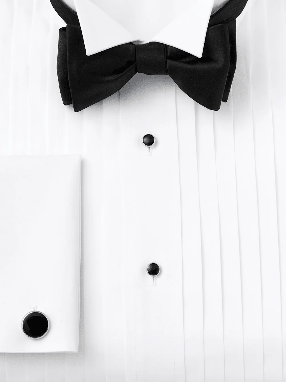 Solid Woven Silk Self-Tie Bow Tie - Black - Image 2