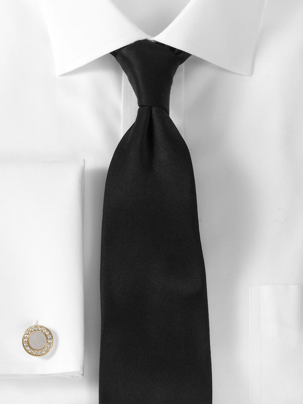 Solid Woven Silk Tie - Black - Image 2