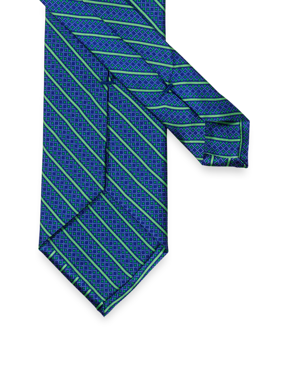 Stripe Italian Printed Silk Tie - Blue/green - Image 2