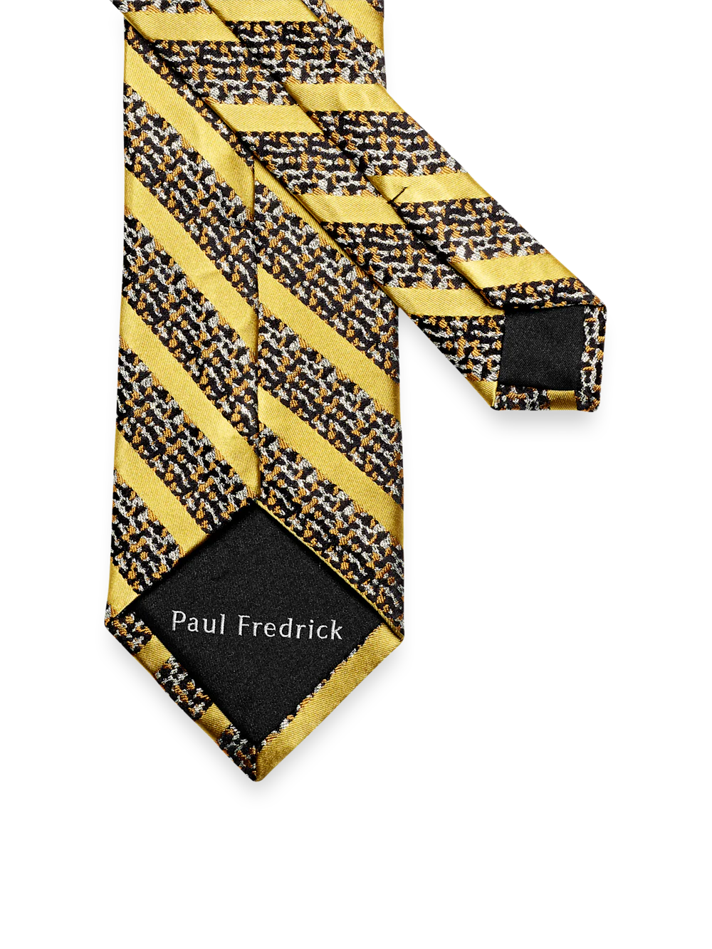 Stripe Lurex Woven Silk Tie - Navy/gold - Image 3