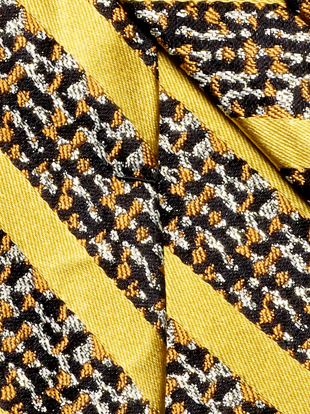 Stripe Lurex Woven Silk Tie - Navy/gold - Image 4