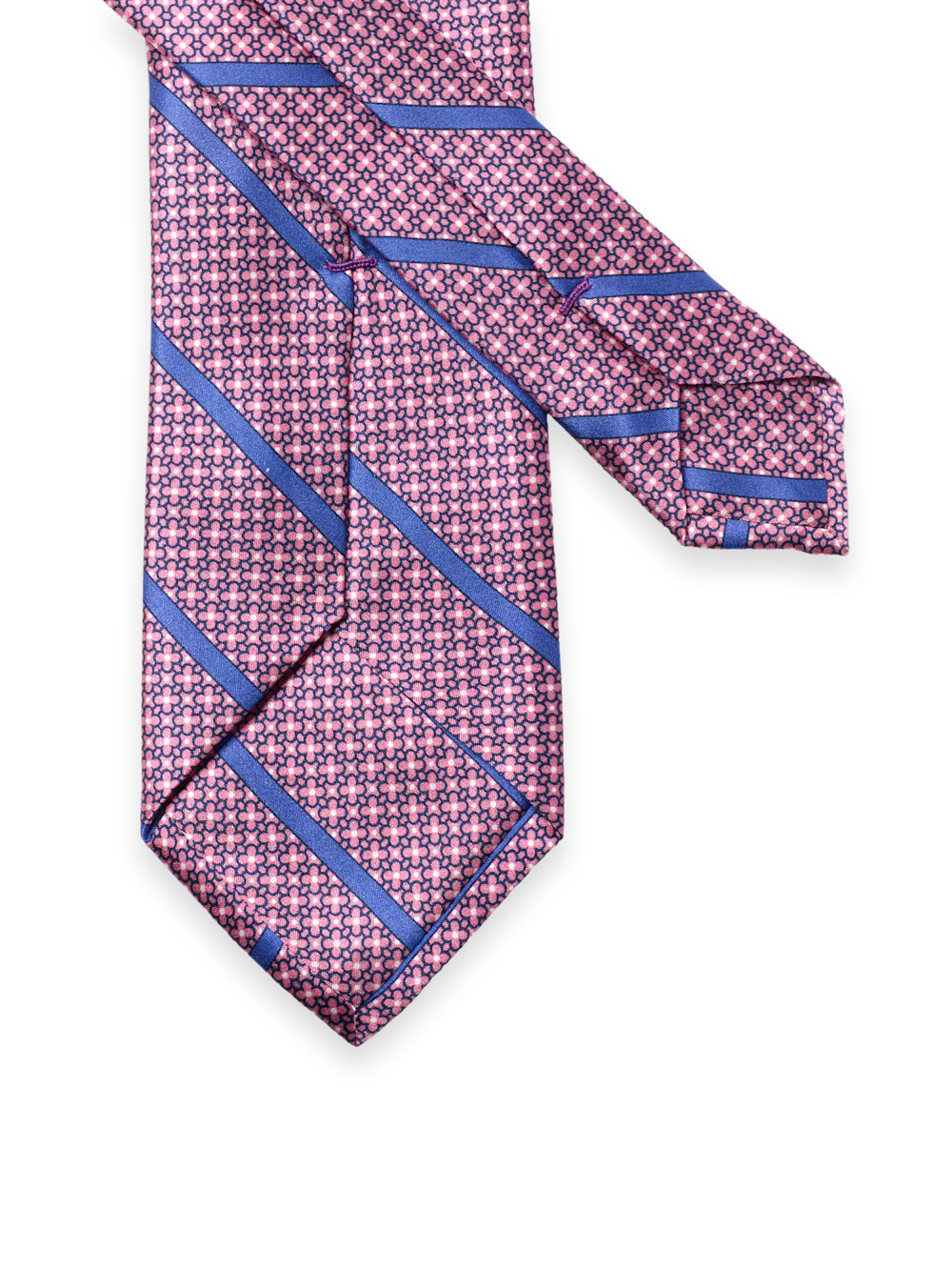 Stripe Printed Italian Silk Tie - Pink/lavender - Image 3