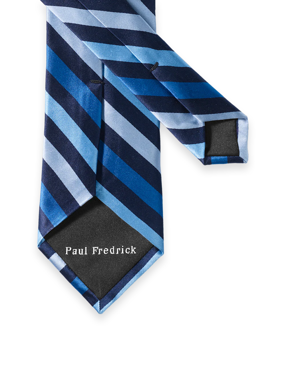 Stripe Woven Silk Tie - Blue/navy - Image 3