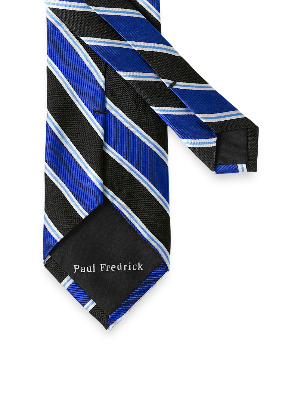 Stripe Woven Silk Tie - Blue/black - Image 3