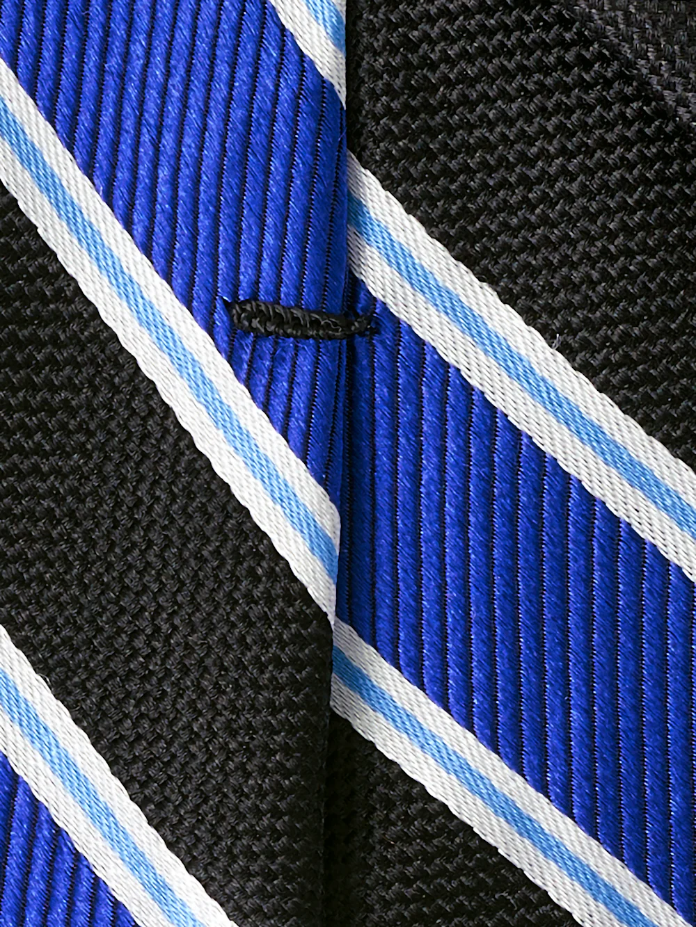 Stripe Woven Silk Tie - Blue/black - Image 4