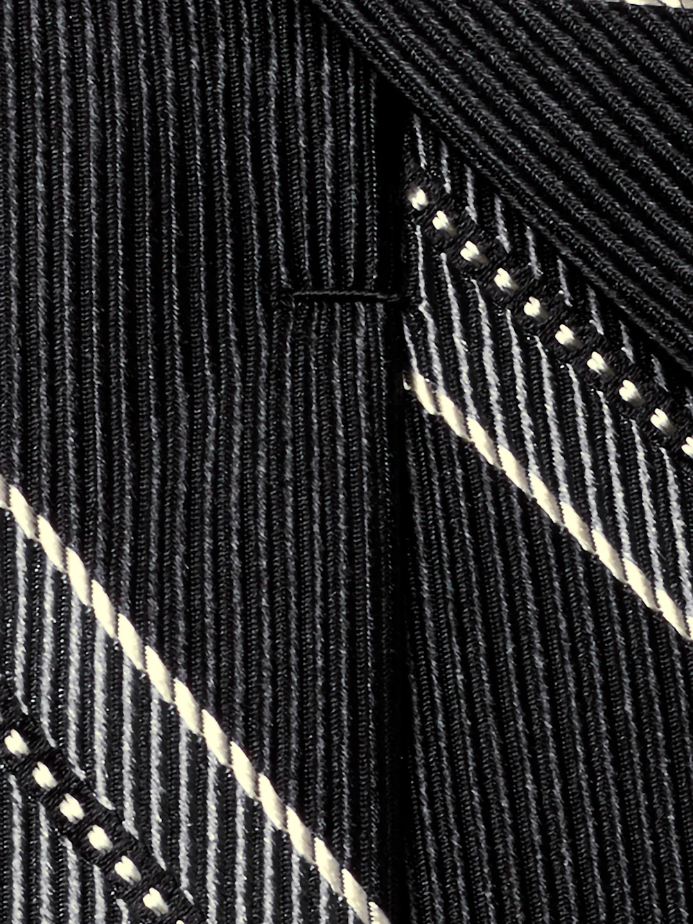 Stripe Woven Silk Tie - Black/grey - Image 4